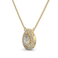 18ct Yellow Gold Necklace with Pear & Round Lab Grown Diamond 0.63ct Total Weight, E-F / VS-VVS
