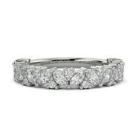 18ct Wg Scattered Marqui and Round Diamond Band
