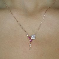 Diamond Necklace with Natural Diamonds and Natural Pink Sapphires