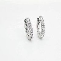 Huggie Claw Set Earrings with Round Natural Diamonds 0.74ct Total Weight