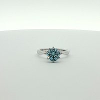 Tulip Petal Ring with Blue & White Lab Grown Diamond 1.64cts Total Weight