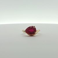Minimal Bold Solitaire Ring with LG Red Ruby 3.68cts Total Weight