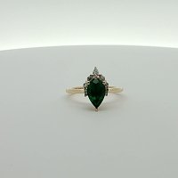 Cathedral Side Stones Ring with LG Green Emerald 2.15cts Total Weight