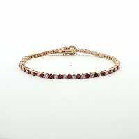 Tennis Bracelet with LG Diamonds and LG Red Ruby 4ct Total Weight