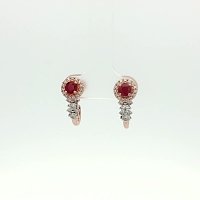 Ruby & Diamond Stud Earrings with Natural Diamonds 1.11cts Total Weight