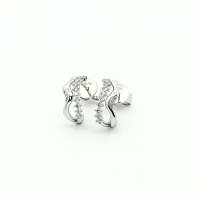 Round Lab Grown Wavy Diamond Stud Earrings 0.216ct Total Weight