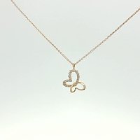 Round Lab Grown Butterfly Diamond Necklace 0.115ct Total Weight