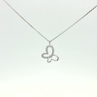 Round Lab Grown Butterfly Diamond Necklace 0.115ct Total Weight