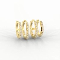 Earring Huggies with Natural Diamonds 0.16cts Total Weight