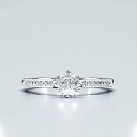Petite Rene Bead Set Diamond Engagement Ring