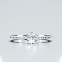 Petite Rene Bead Set Diamond Engagement Ring