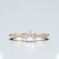 Petite Rene Bead Set Diamond Engagement Ring