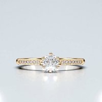 Petite Rene Bead Set Diamond Engagement Ring