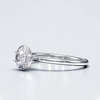 Petite Star Halo Diamond Engagement Ring