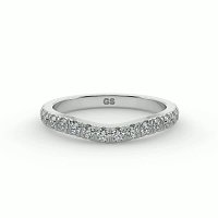Curved Wedding Ring with Natural Diamonds 0.38ct Total Weight