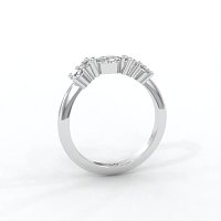 Cluster Curved Wedding Ring with Marquise & RBC Side Stones