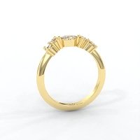 Cluster Curved Wedding Ring with Marquise & RBC Side Stones