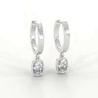 Earring Huggies with Bezel Lab-grown Diamond Drop