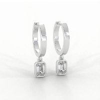 Earring Huggies with Bezel Lab-grown Diamond Drop