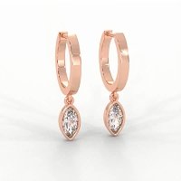 Earring Huggies with Bezel Lab-grown Diamond Drop