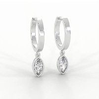 Earring Huggies with Bezel Lab-grown Diamond Drop