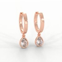 Earring Huggies with Bezel Lab-grown Diamond Drop