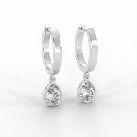 Earring Huggies with Bezel Lab-grown Diamond Drop