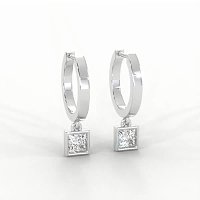Earring Huggies with Bezel Lab-grown Diamond Drop