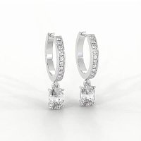 Diamond Earring Huggies with Claw Set Lab-grown Diamond Drop