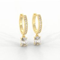 Diamond Earring Huggies with Claw Set Lab-grown Diamond Drop