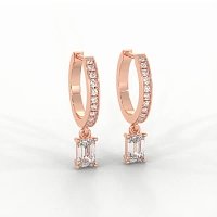 Diamond Earring Huggies with Claw Set Lab-grown Diamond Drop