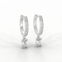 Diamond Earring Huggies with Claw Set Lab-grown Diamond Drop