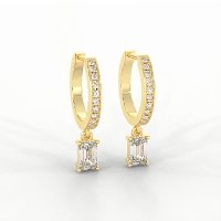 Diamond Earring Huggies with Claw Set Lab-grown Diamond Drop