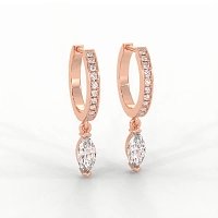 Diamond Earring Huggies with Claw Set Lab-grown Diamond Drop