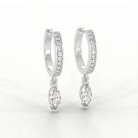 Diamond Earring Huggies with Claw Set Lab-grown Diamond Drop