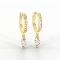 Diamond Earring Huggies with Claw Set Lab-grown Diamond Drop