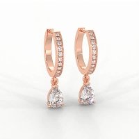 Diamond Earring Huggies with Claw Set Lab-grown Diamond Drop