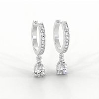Diamond Earring Huggies with Claw Set Lab-grown Diamond Drop