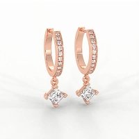 Diamond Earring Huggies with Claw Set Lab-grown Diamond Drop