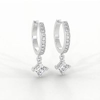 Diamond Earring Huggies with Claw Set Lab-grown Diamond Drop
