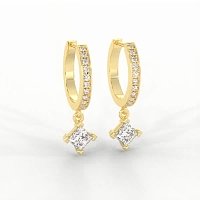 Diamond Earring Huggies with Claw Set Lab-grown Diamond Drop