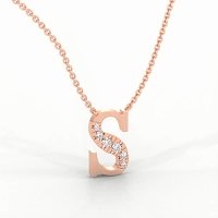 S Bound Initial Pendant with Lab-Grown Diamonds and Attached Chain 0.10cts