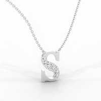 S Bound Initial Pendant with Lab-Grown Diamonds and Attached Chain 0.10cts