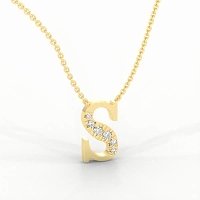 S Bound Initial Pendant with Lab-Grown Diamonds and Attached Chain 0.10cts