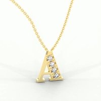 A Bound Initial Pendant with Lab-Grown Diamonds and Attached Chain 0.2cts