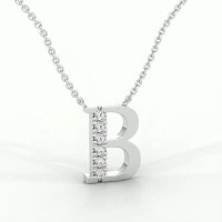 B Bound Initial Pendant with Lab-Grown Diamonds and Attached Chain 0.09cts
