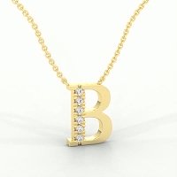 B Bound Initial Pendant with Lab-Grown Diamonds and Attached Chain 0.09cts