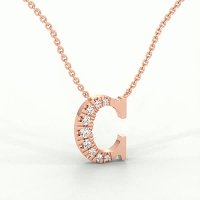 C Bound Initial Pendant with Lab-Grown Diamonds and Attached Chain 0.12cts