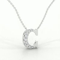 C Bound Initial Pendant with Lab-Grown Diamonds and Attached Chain 0.12cts