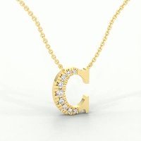 C Bound Initial Pendant with Lab-Grown Diamonds and Attached Chain 0.12cts